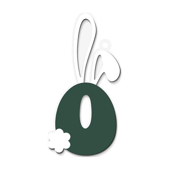 O Alphabet Ornament With Bunny Ear Design Wooden Letter For Easter Hanging Decoration Wall Door Window