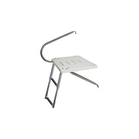 O/B Transom Platform - White - 22.75in. Deployed - Durable HDPE Design