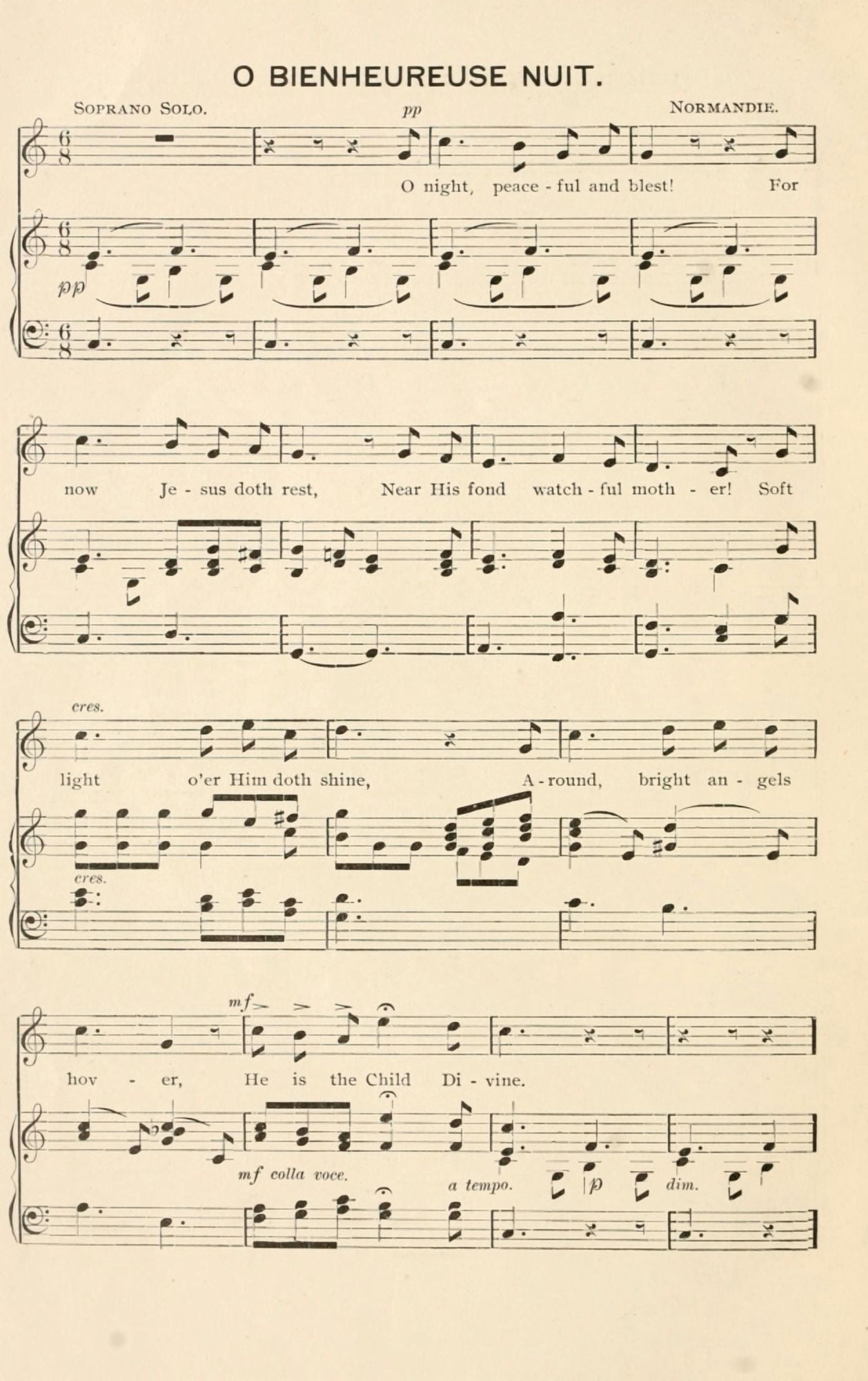 O Bienheureuse Nuit 1 Christmas Carols Ancient & Modern 1897 Canvas Art -  (18 x 24)