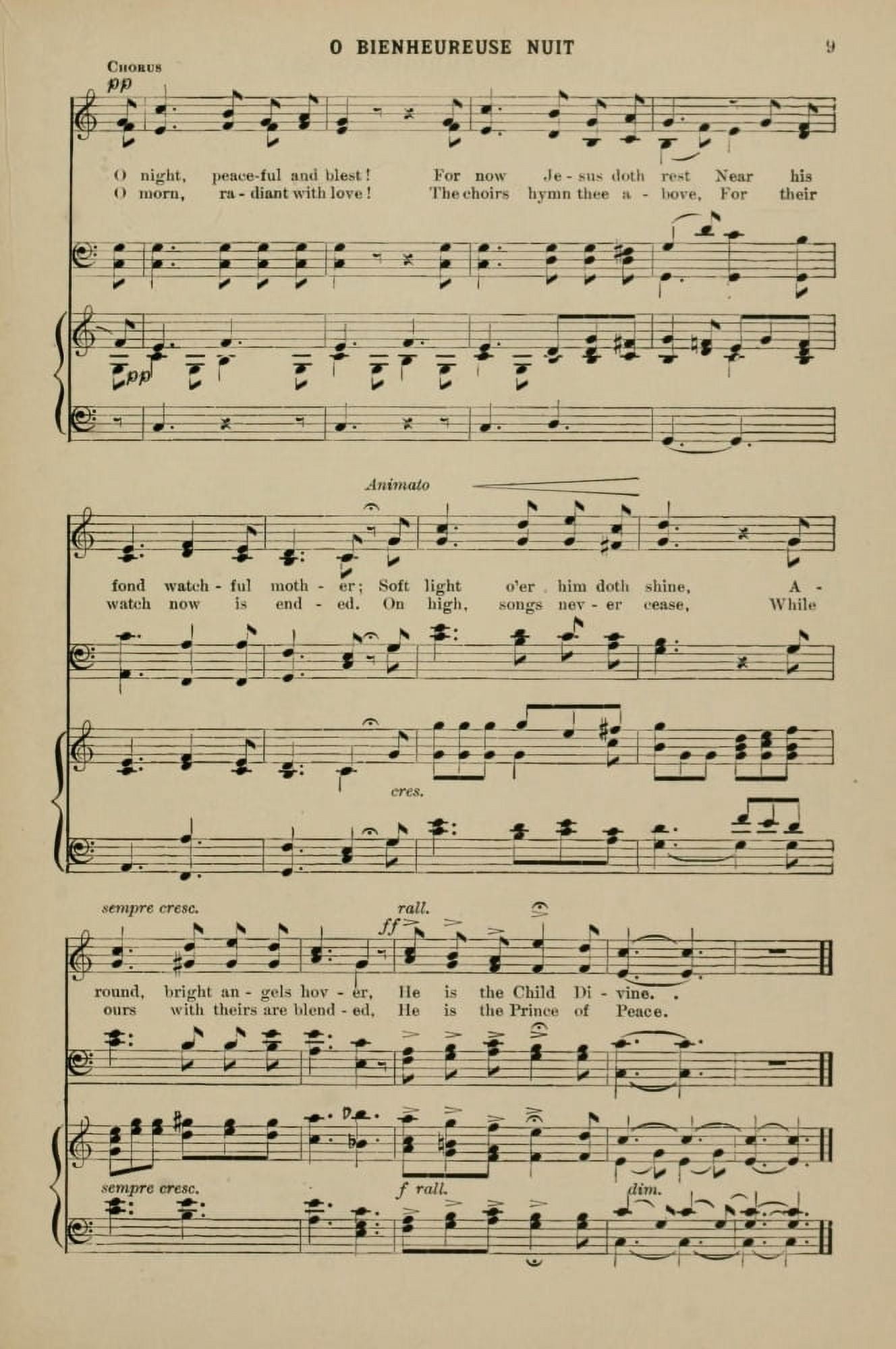 O Bienheureuse Nuit 2 Christmas Carols & Hymns 1910 Canvas Art - (18 x 24)