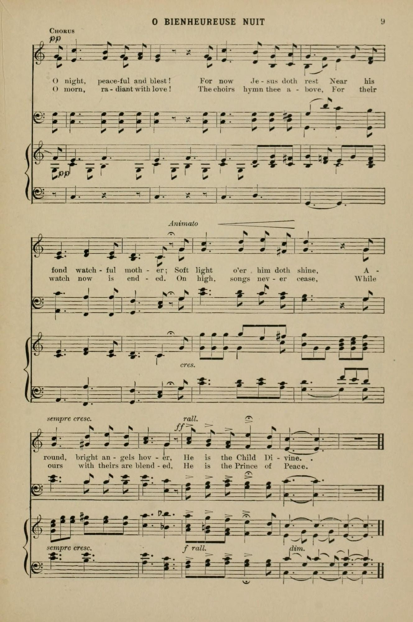 O Bienheureuse Nuit 2 Christmas Carols & Hymns 1910 Canvas Art - (24 x 36)