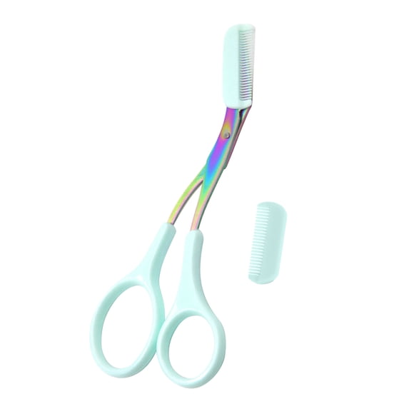 O Blue Titanium Eyebrow Scissors With Comb Stainless Steel