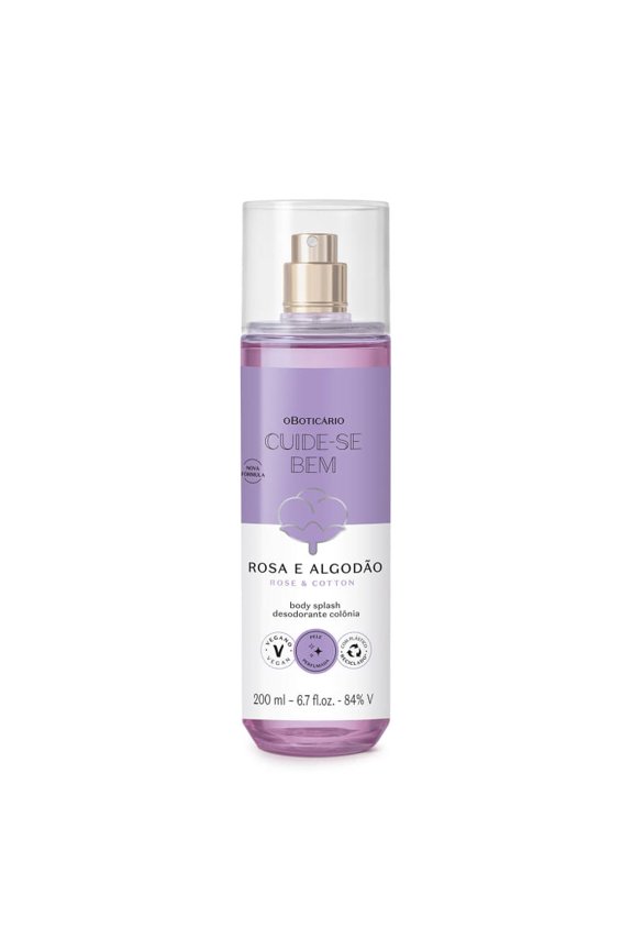 O Boticario - Linha Cuide-se Bem (Rosa e Algodao) - Colonia Feminina Body Splash 200 Ml - (Take Care (Rose & Cotton) Collection - Body Splash Cologne for Women 6.76 Fl Oz)