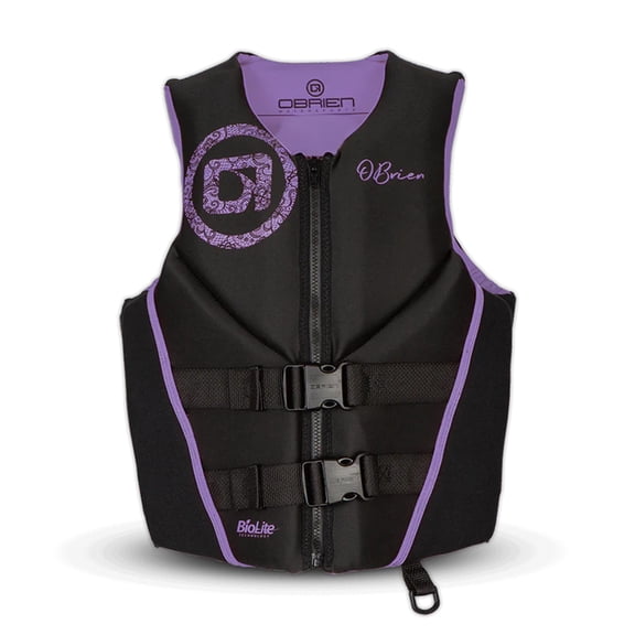 O'Brien Women's Traditional Neoprene USCGA Life Jacket with Zipper, Large, Black/Purple