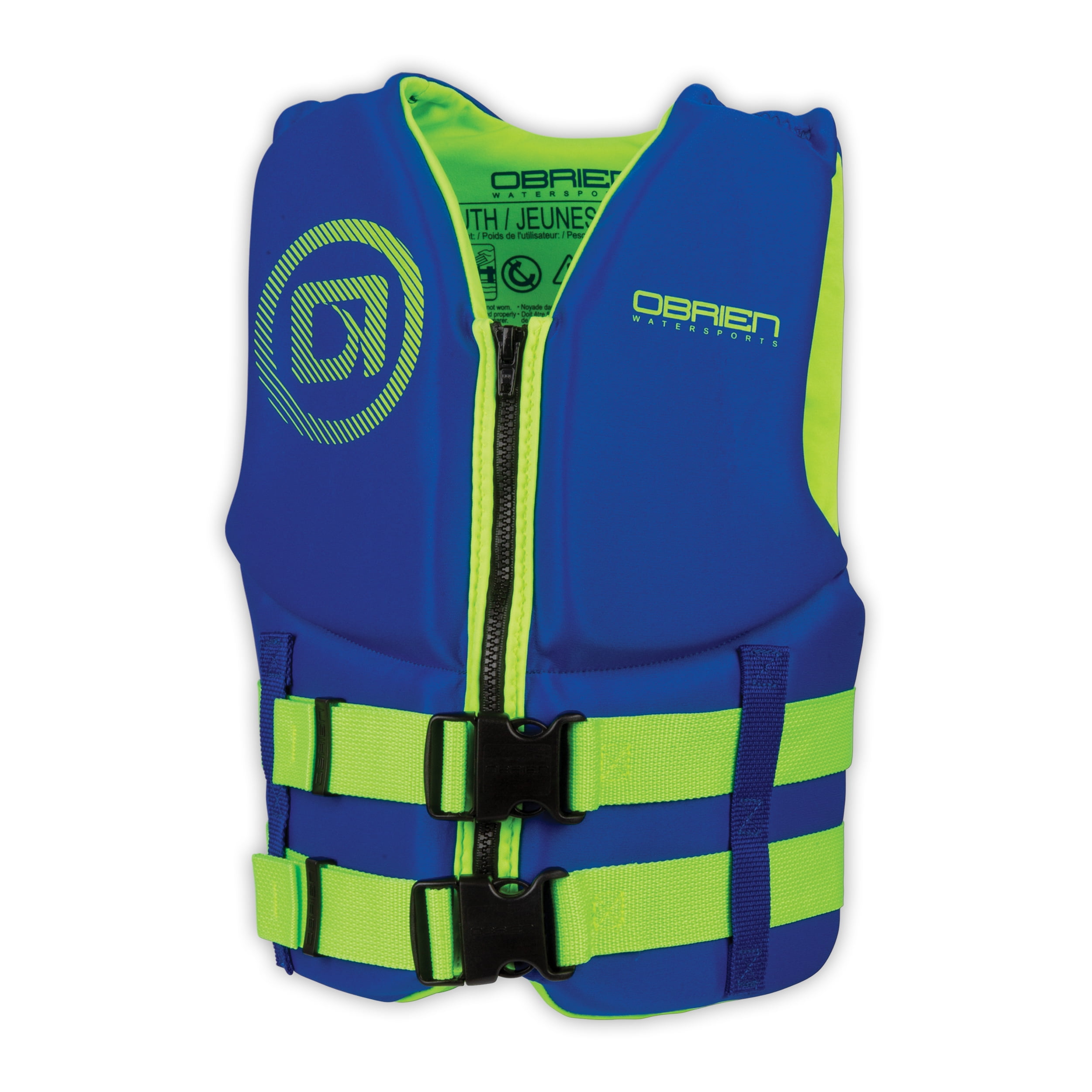 O'Brien Traditional Youth Neoprene Coast Guard Approved, Vest Blue/Green-(50-90 lbs, 25"-29")
