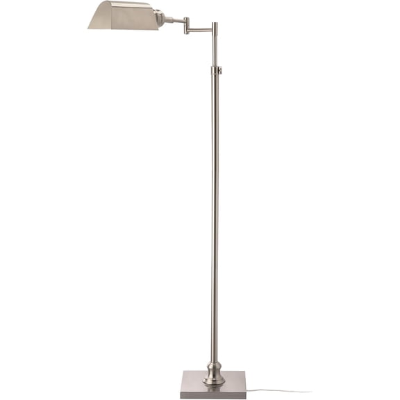 O'Bright Arcadia Pharmacy Floor Lamp | Full-Range Dimming, Swing Arm, Adjustable 47"–55", 360° Shade, Brushed Nickel