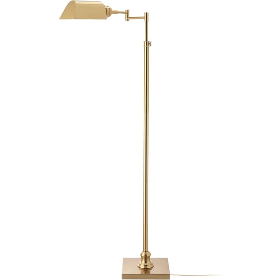 O’Bright Arcadia - Pharmacy Floor Lamp, Full Range Dimming, Swing Arm Task Lamp, E26 Socket, Bulb Replaceable, Adjustable Height 47” to 55”, 360° Rotatable Shade-Antique Brass