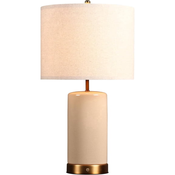 O’Bright Dune - Battery Powered Table Lamp, Rechargeable Cordless Ceramic Lamp, Full-Size 24 inch Height, 4-Level Dimming, Smart Safety Protection, LED Bulb Included, Cream White