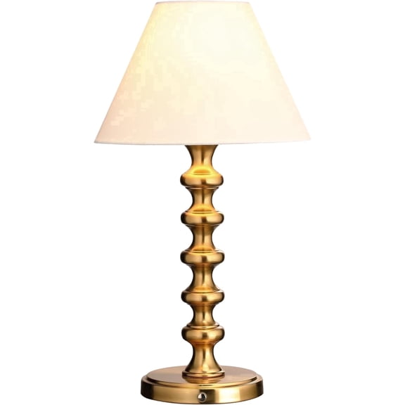 O'Bright Ember Cordless Table Lamp – Rechargeable, Touch Dimmable, Battery Operated, E26 LED Bulb, Type-C Fast Charging, Portable Lamp for Bedroom, Living Room, Office, Antiq (Antique Brass_Baluster)