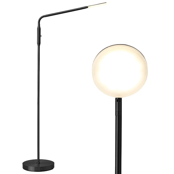 OBright Moon - Dimmable LED Floor Lamp, Adjustable Color Temperature for Bedside Reading, Work Light, Art/Crafting Light, Sewing, 360 Flexible Gooseneck, Rotatable Lighting, Black