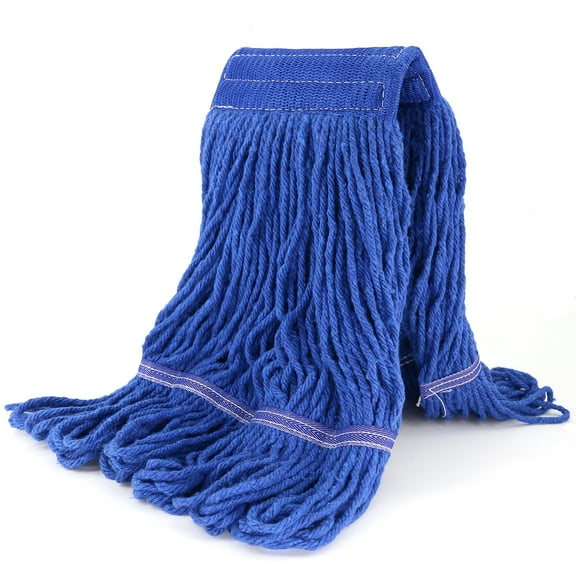 O-C Wringer Style Replacement Mop Head with Looped Ends and Yarn Tailband, Blue