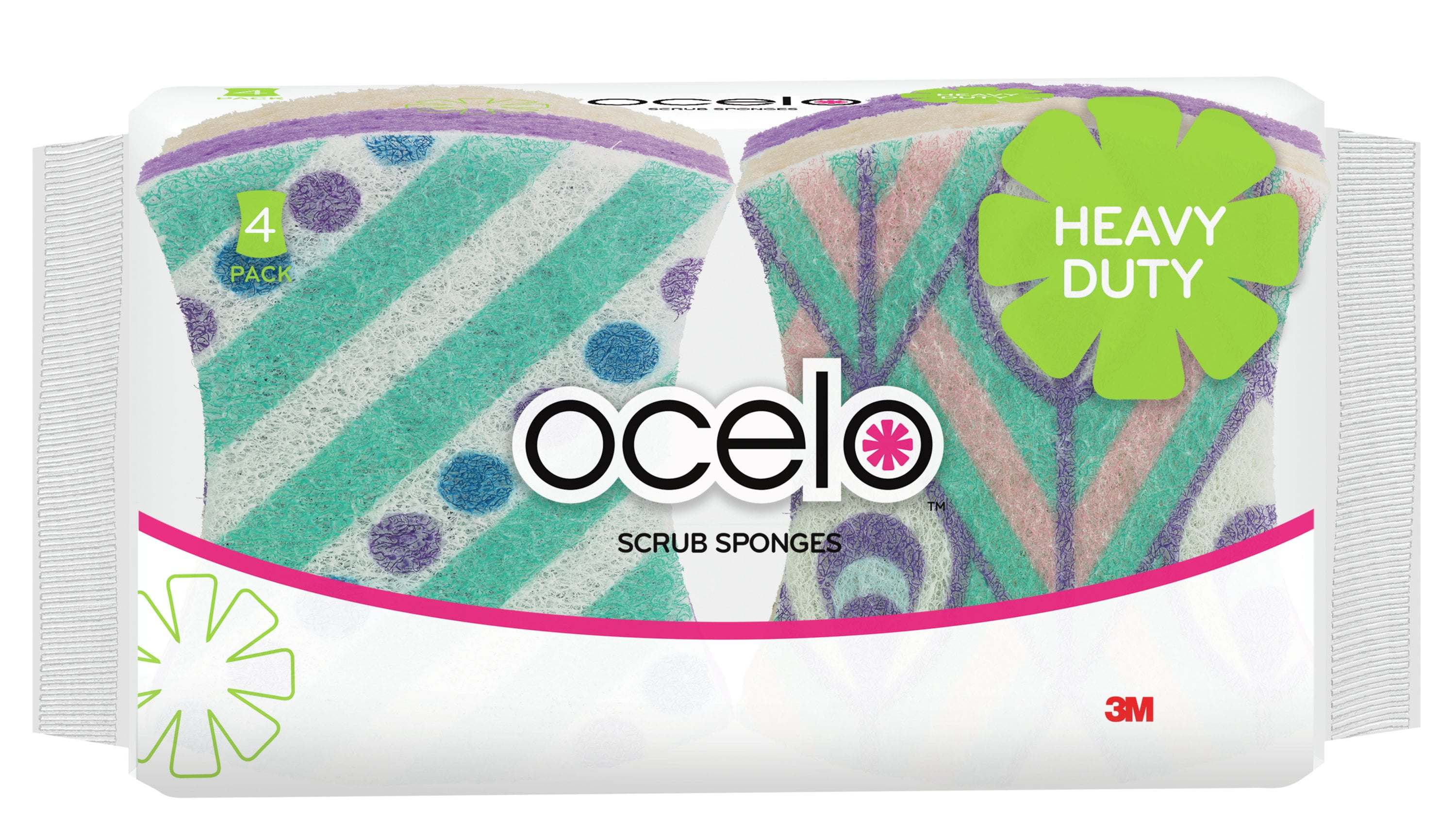 OCELO SPONGE HOUSEHOLD SCRUBBER, 3.7 IN X 2.6 IN X .8 IN, 81678