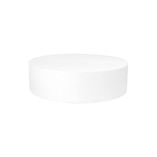 O'Creme Polystyrene Round Cake Dummy, 6" x 2", Foam Circle Display Form for Cake Decorating Practice and Bakery Supplies