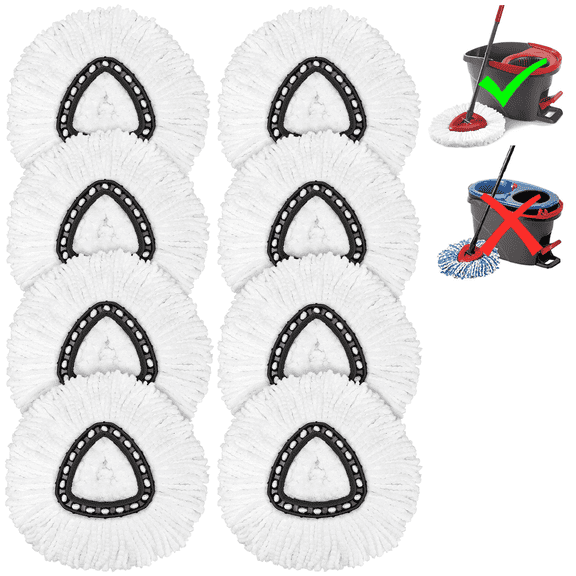 Easy Wrin Spin Mop Replacement for O-Ceda - 8 Pack Microfiber Spin Mop Heads, Easy Cleaning Refills