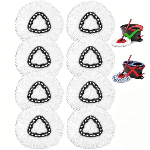 Spin Mop Replacement for O-Ceda - 8 Pack Microfiber Spin Mop Heads Easy Wrin, Easy Cleaning Refills