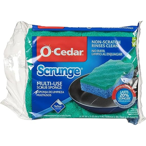 O-Cedar 1699685 7.5 x 5 in. Scrunge Cellulose No Scratch Sponge