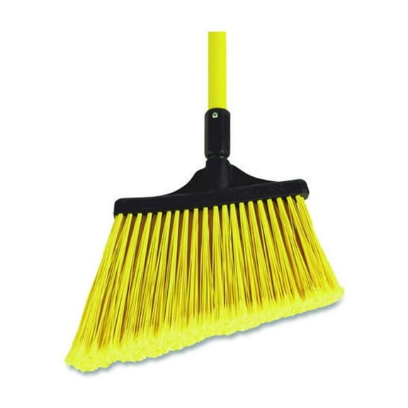 Nexstep Commercial Products MaxiSweep Angle Broom With Fiberglass Handle, 57" Overall Length, Yellow/Black
