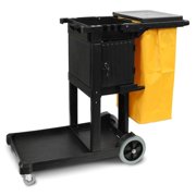 O-Cedar Commercial OCC96976 Locking Cabinet Janitor Cart with Maxi-Rough - Black & Yellow
