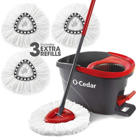 O-Cedar Easy Wring Spin Mop & Bucket System With 3 Extra Refills