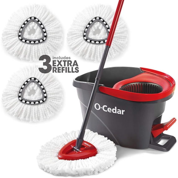 O-Cedar Easy Wring Spin Mop & Bucket System with 3 Extra Refills