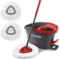 thumbnail image 1 of O-Cedar EasyWring Microfiber Spin Mop & Bucket Floor Cleaning System + 2 Extra Refills, Red/Gray, 1 of 5