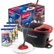 O-Cedar EasyWring Spin Mop & Bucket System with 3 Refills, Hands-Free Wringing, Microfiber Mop Head