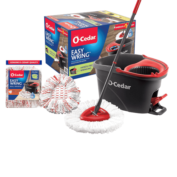 O-Cedar EasyWring Spin Mop & Bucket System with 1 Deep Clean Refill (Variety Pack)