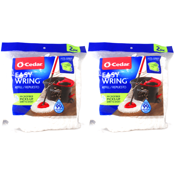 O-Cedar EasyWring Spin Mop Refill, Microfiber Mop Head, 2 Count, Reusable, Machine Washable 2 Pack