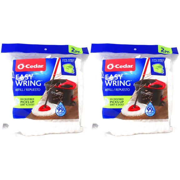 O-Cedar EasyWring Spin Mop Refill, Microfiber Mop Head, 2 Count, Reusable, Machine Washable 2 Pack