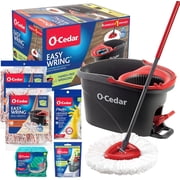 O-Cedar EasyWring Spin Mop System Bundle | Cleaning Kit | Includes 3 Mop Heads 1 Standard + 2 Deep Clean, PACS 10ct, Playtex Gloves M & Scrunge Sponges 6ct | New Home & Apartment