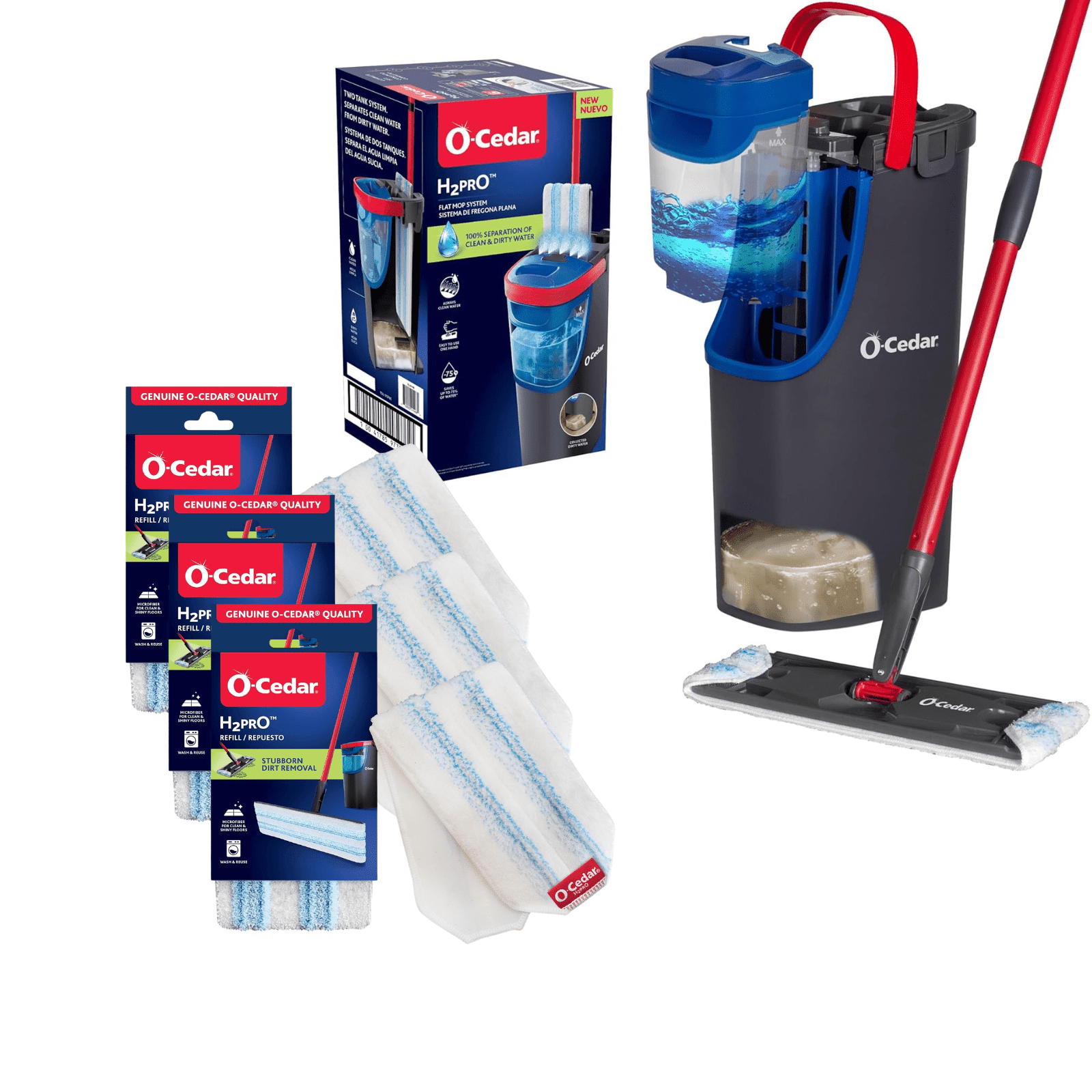 O-Cedar H2pr0 Mop System with 3 Mop Head Refills (Variety Pack)