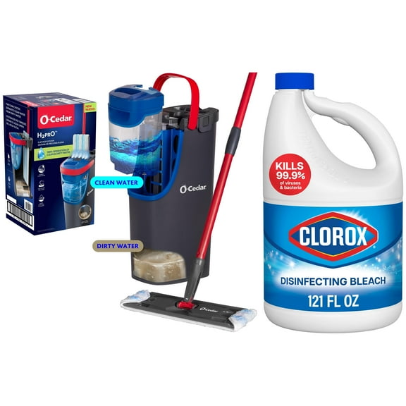 O-Cedar H2prO Flat Mop System & Clorox Disinfecting Liquid Bleach