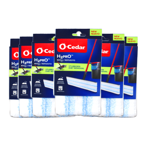 O-Cedar H2prO Microfiber Mop Head Refill (2-Count) for Hardwood, Tile & Laminate Floors 6 Pack