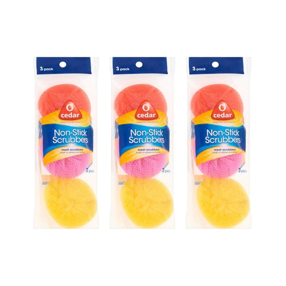 O-Cedar Non-Stick Plastic Scrubbers, All-Purpose Non-Scratch Scrubbers, 9 Ct