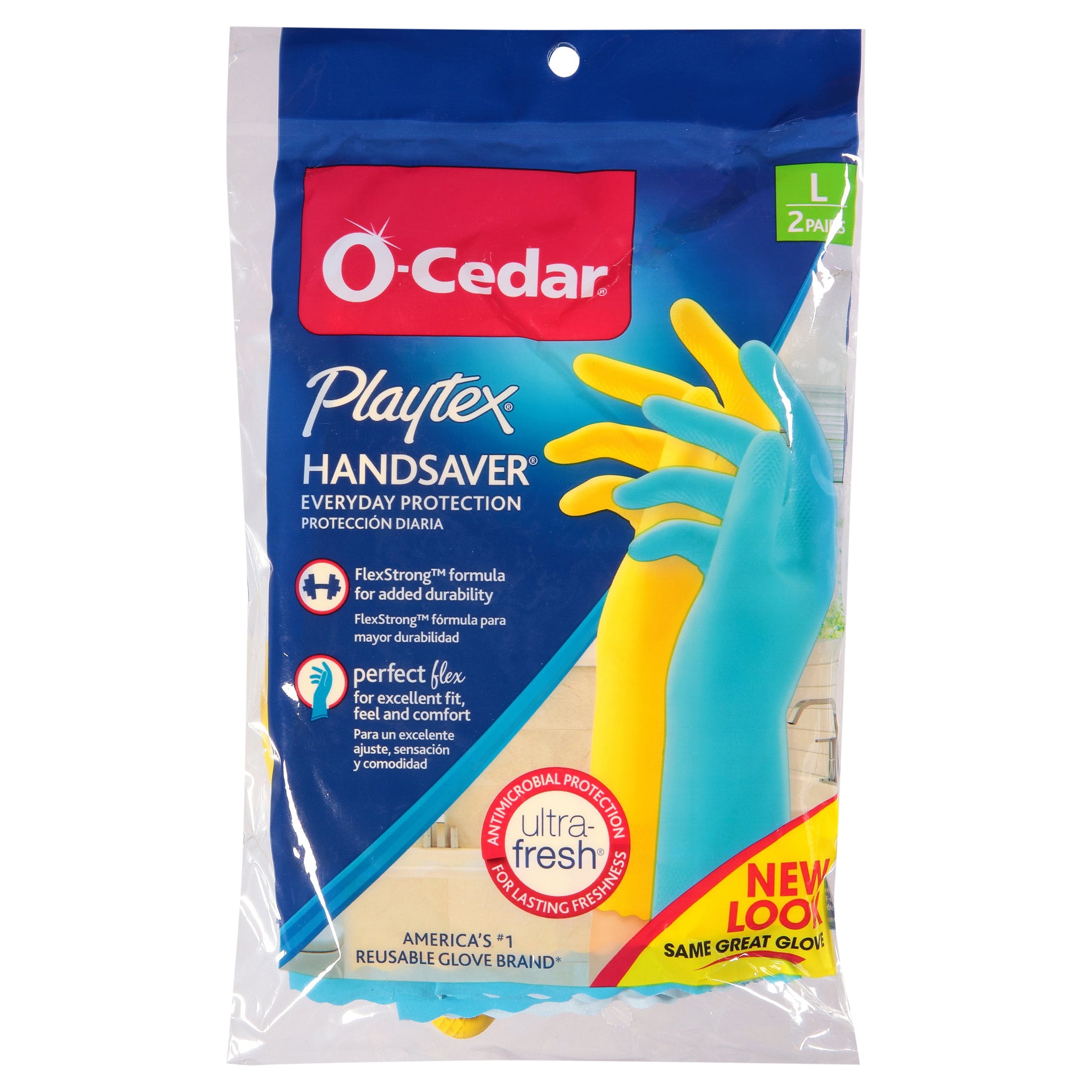 O-Cedar Playtex Handsaver Large Rubber Gloves, Reusable, Perfect
