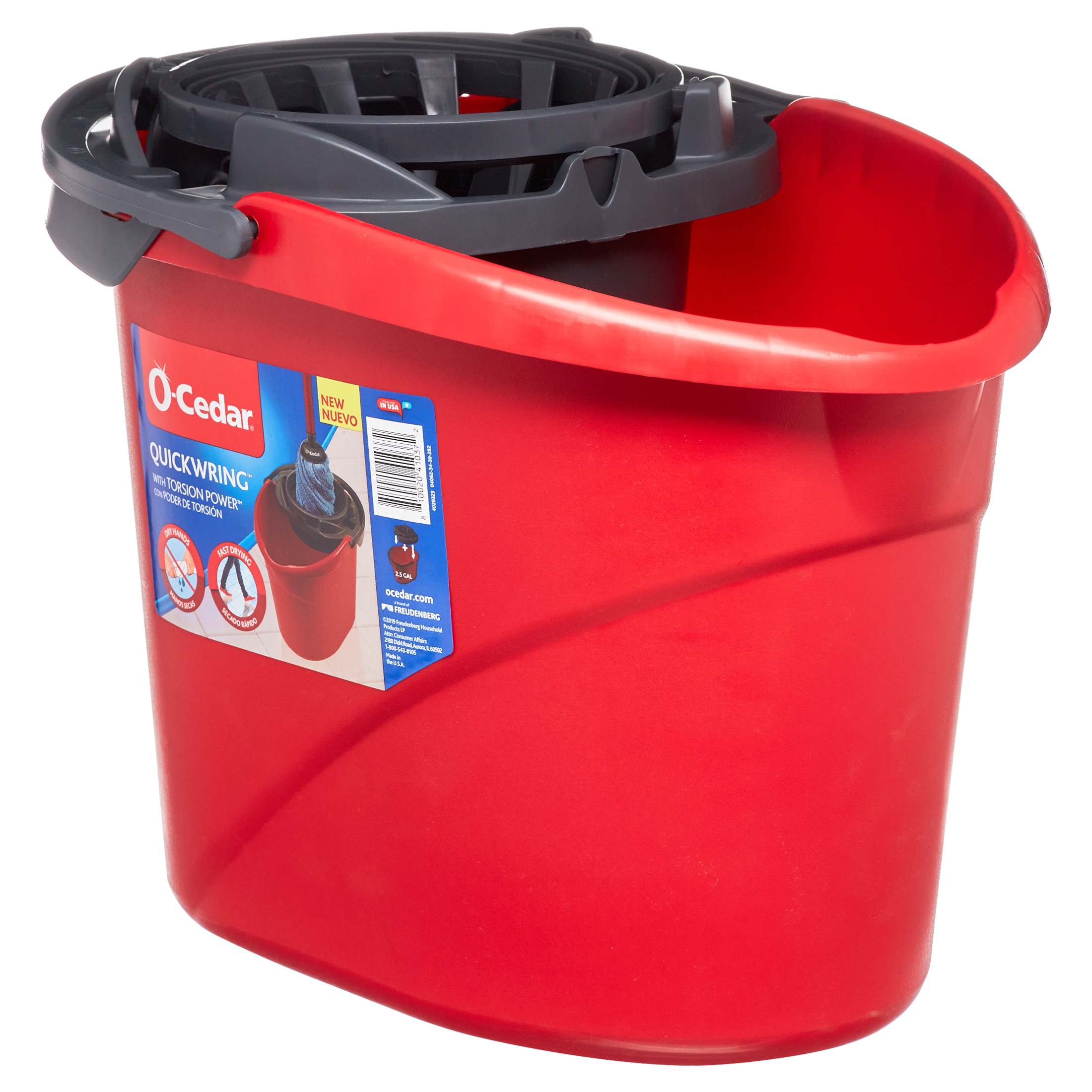 O-Cedar QuickWring Bucket, 2.5 Gallon Mop Bucket with Handle Wringer ...