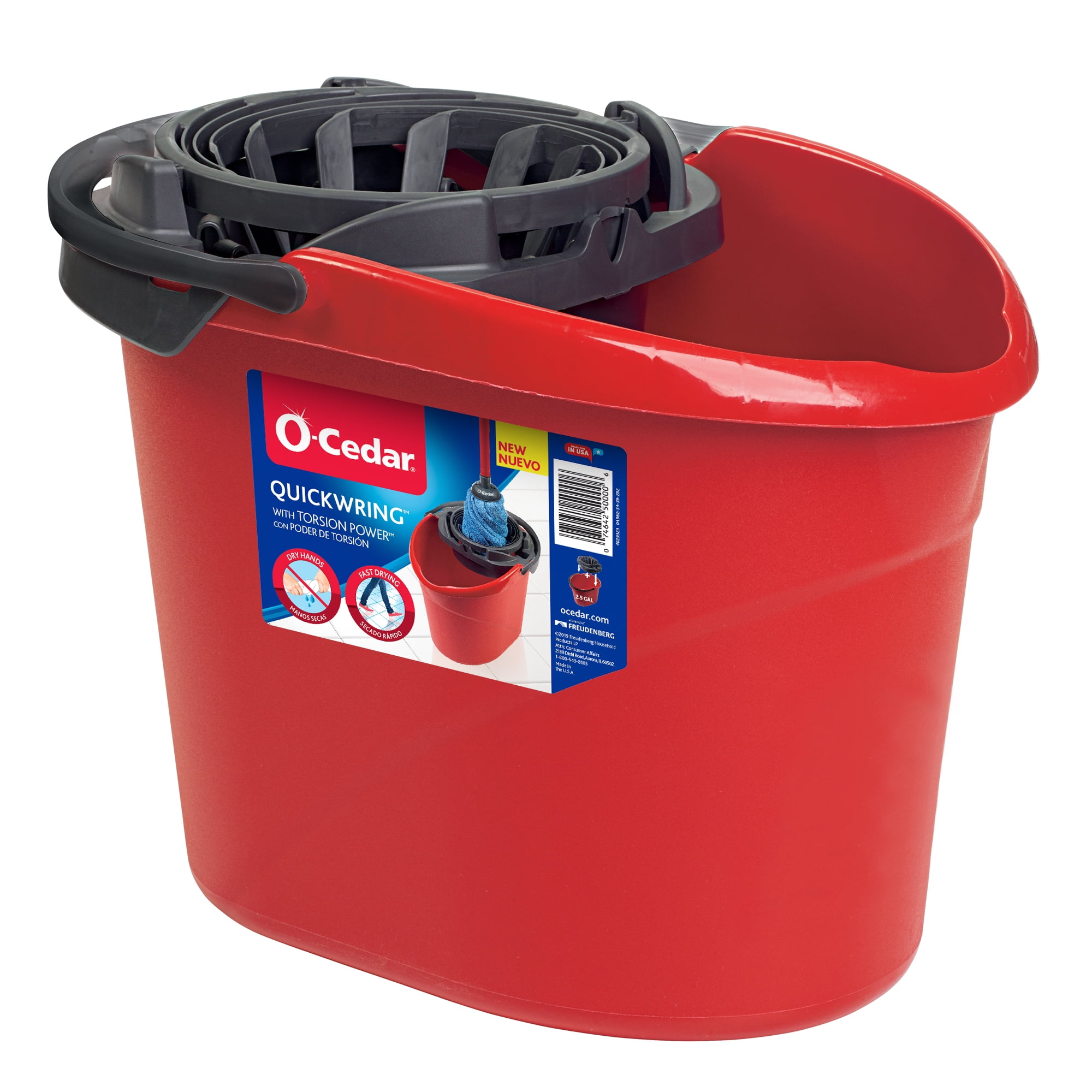 O-Cedar QuickWring Cloth Mop & Bucket System with 1 Extra Refill