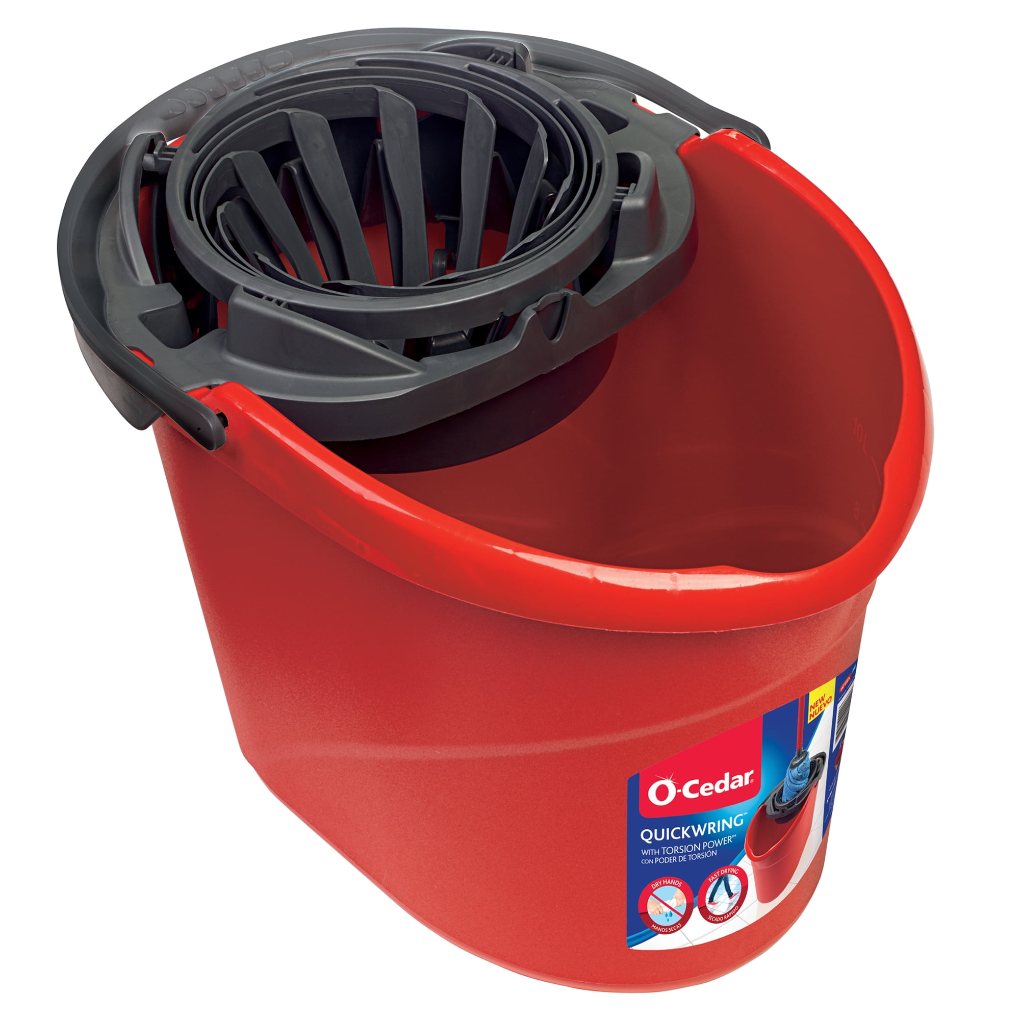 O-Cedar QuickWring Bucket - 2.50 gal - Handle, Wringer - Red, Gray - 1 Each O-Cedar QuickWring Bucket - 2.50 gal - Handle, Wringer - Red, Gray - 1 Each