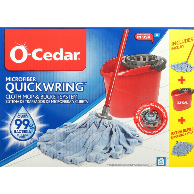 O-Cedar QuickWring Cloth Mop & Bucket System with 1 Extra Refill