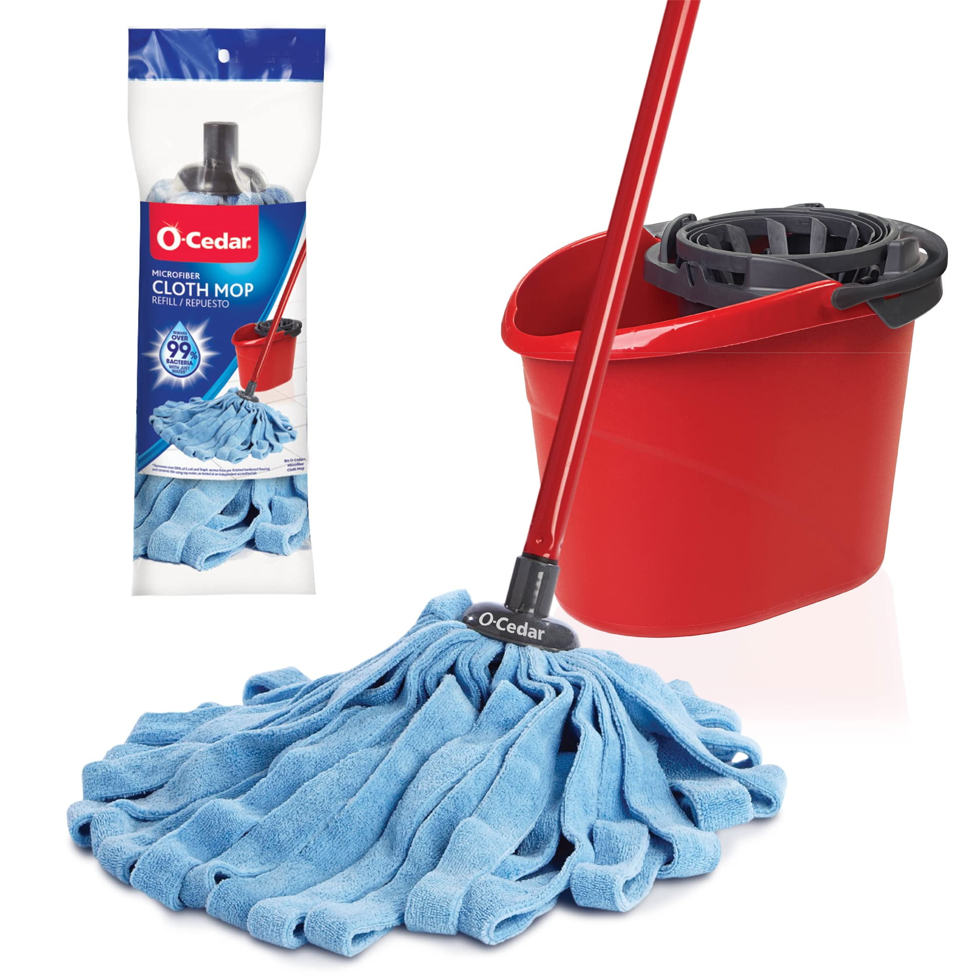 O-Cedar Red Microfiber Cloth Mop & QuickWring Bucket System