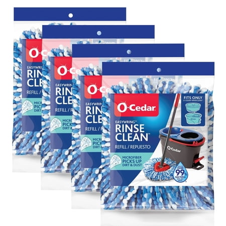 O-Cedar RinseClean Spin Mop Microfiber Refill, 1 CT (Pack of 4)