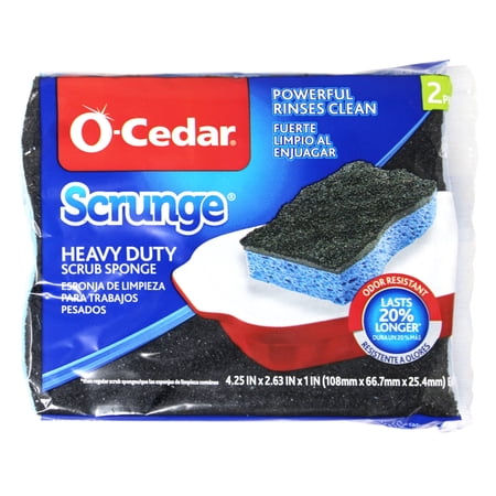 O-Cedar Scrunge Heavy Duty Scrub Sponge Odor Resistant 2 Count