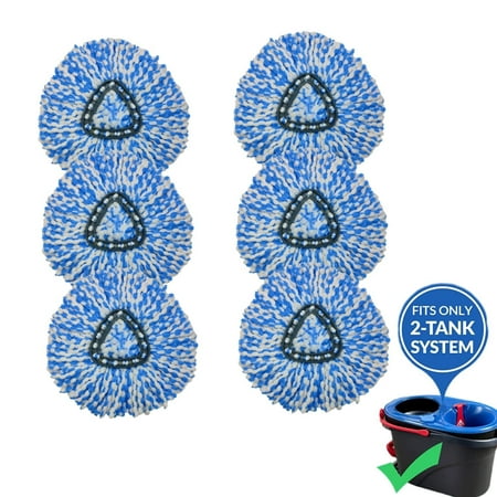 For O-Cedar Spin Mop Refill, Compatible with Ocedar Spin Mop Head Refill Accessory, EasyWring Rinseclean Dual Tank Microfiber Mop Replacemet Refills,Pack of 6