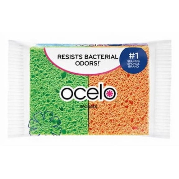 O-Cel-O 4 Pack Handy Size Sponge Resists Odors Kills Germs, Each