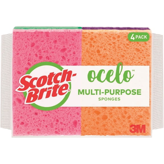 O-Cel-O Cellulose Sponges, Assorted Colors 4 ea (Pack of 24)