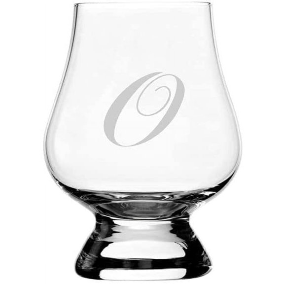 O Chopin Script Monogrammed Etched 2.5oz Glencairn Wee Whisky Glass