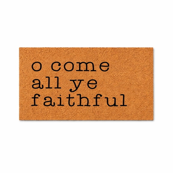 O Come All Ye Faithful Doormat, Holiday Welcome Mat, Indoor Outdoor Entryway Rug (18x30 inches) 2051