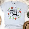 thumbnail image 1 of O Come Let Us Adore Him T-Shirt, Christian Nativity Scene Christmas Tee, Ash, Size S, 1 of 5
