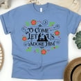 thumbnail image 1 of O Come Let Us Adore Him T-Shirt, Christian Nativity Scene Christmas Tee, CarolinaBlue, Size M, 1 of 6