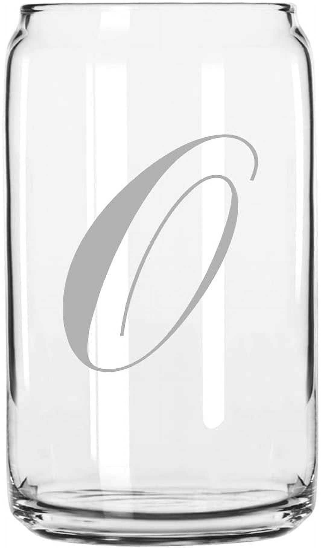 Scripted Glass O Commercial Script Monogrammed Etched 16oz Libbey Can Glass - Walmart.com